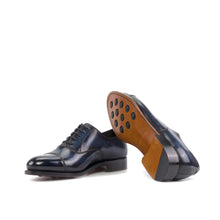 Load image into Gallery viewer, Denim Blue Patina Cap Toe Oxford Shoes
