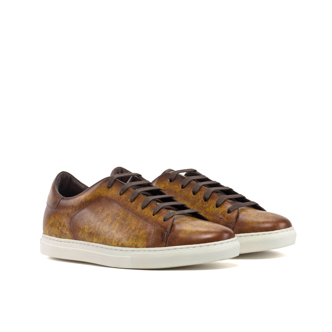 Cognac Patina Leather Trainers