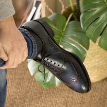 Load image into Gallery viewer, Navy Blue Wingtip Brogue Shoes

