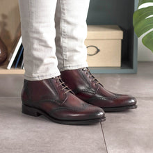 Load image into Gallery viewer, Burgundy Box Calf Leather Brogue Boot
