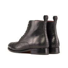 Load image into Gallery viewer, Black Python Cap Toe Jumper Boots
