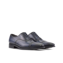 Load image into Gallery viewer, Navy Calf Leather Cap-Toe Oxford Shoes
