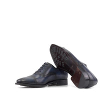 Load image into Gallery viewer, Navy Calf Leather Cap-Toe Oxford Shoes
