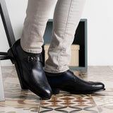 Navy Single Monk Strap Shoes