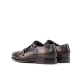 Brown Patina Double Monk Shoes