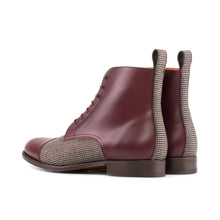 Load image into Gallery viewer, Burgundy Calf &amp; Tweed Fabric Cap Toe Boots
