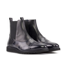 Load image into Gallery viewer, Black Calf &amp; Grey Patina Chelsea Chunky Boots
