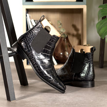 Load image into Gallery viewer, Black Alligator Chelsea Boots
