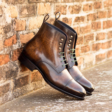 Load image into Gallery viewer, Brown Patina Cap Toe Jumper Boots
