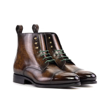 Load image into Gallery viewer, Brown Patina Cap Toe Jumper Boots
