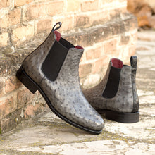 Load image into Gallery viewer, Grey Ostrich Chelsea Boots
