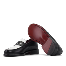 Load image into Gallery viewer, Black &amp; White Two-Tone Penny Loafers
