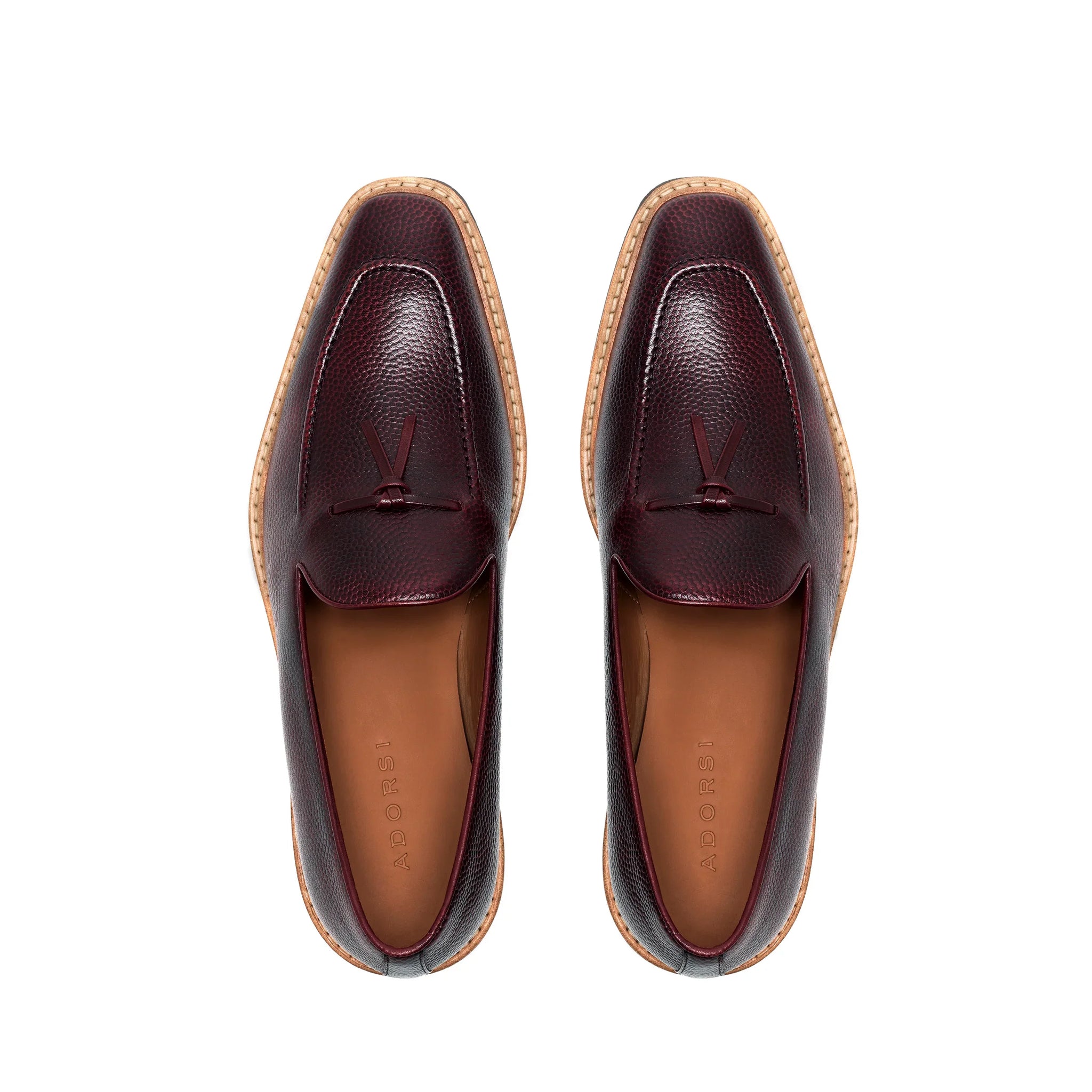 Burgundy Pebble Grain Belgian Loafer - Customize Your Loafers ADORSI Burgundy Pebble Grain Belgian Loafer - Customize Your Loafers ADORSI