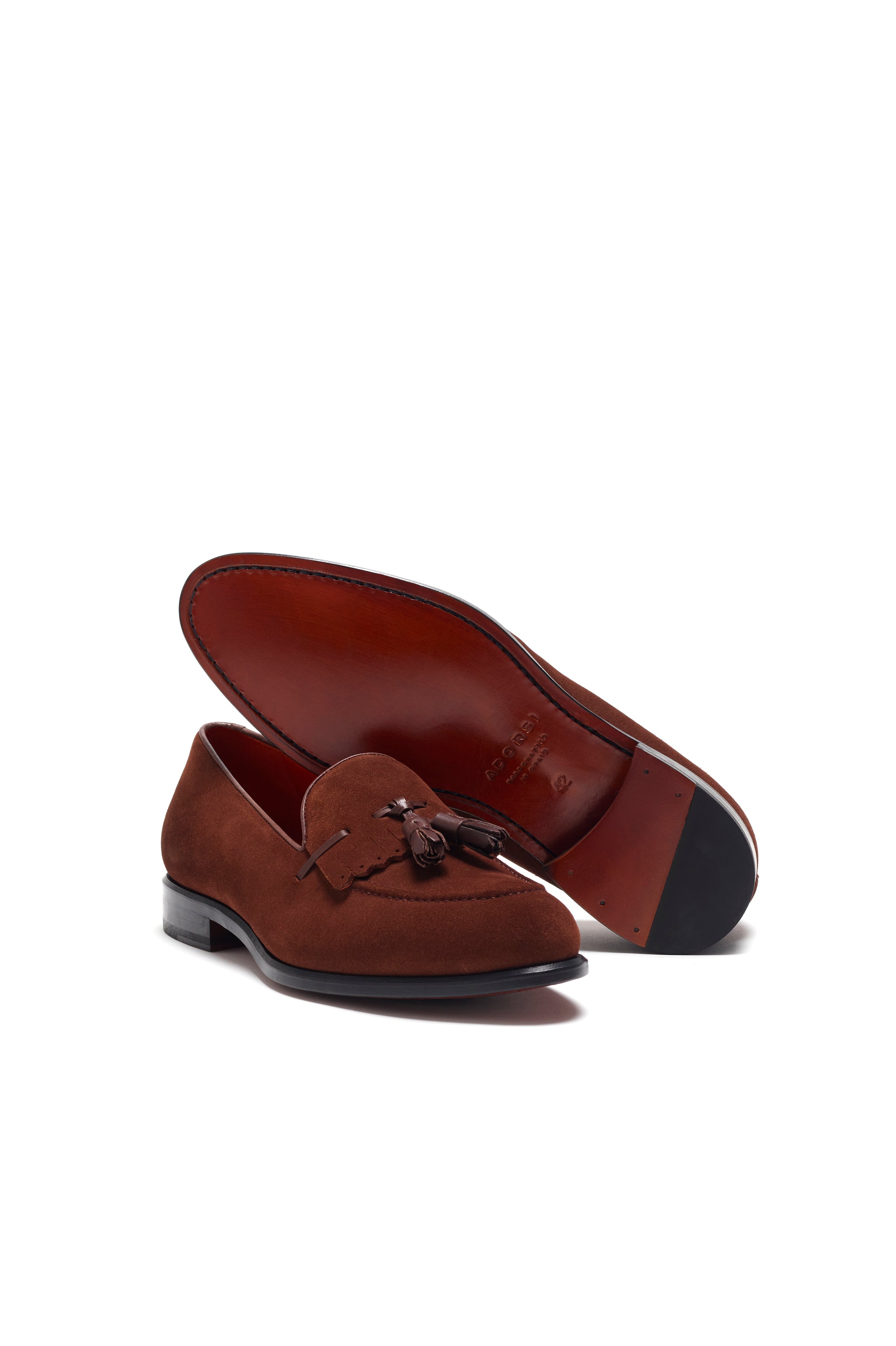 MARMOCS Men’s Brown All Leather Handmade Tassel Kiltie Loafers - Size 11.5 MED BROWN ITALIAN LEATHER COLLAPSIBLE KILTIE TASSEL LOAFER  main image 2