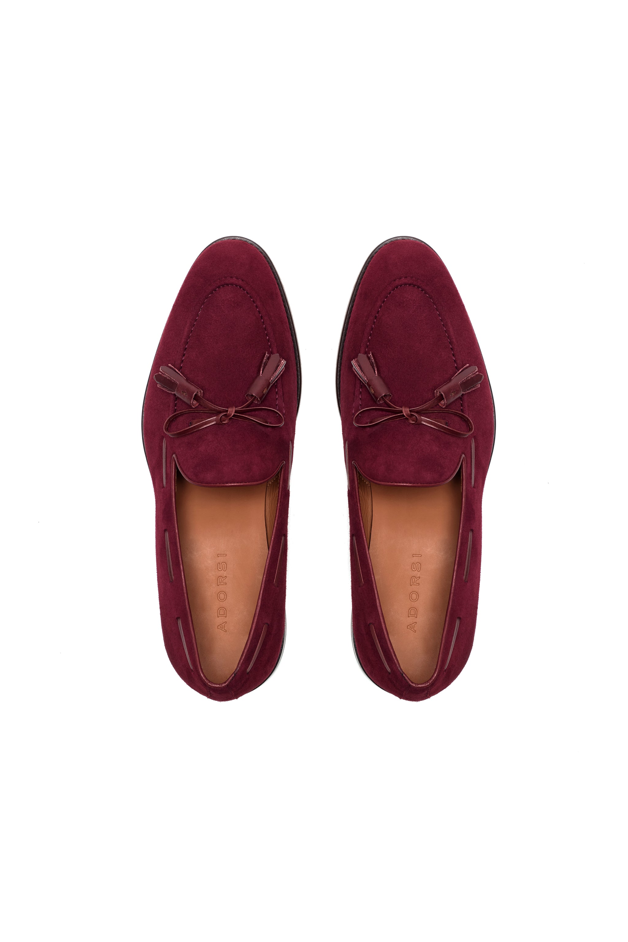 Wine Suede Laced Tassel Loafer - Customize Your Loafers – ADORSI display picture 2