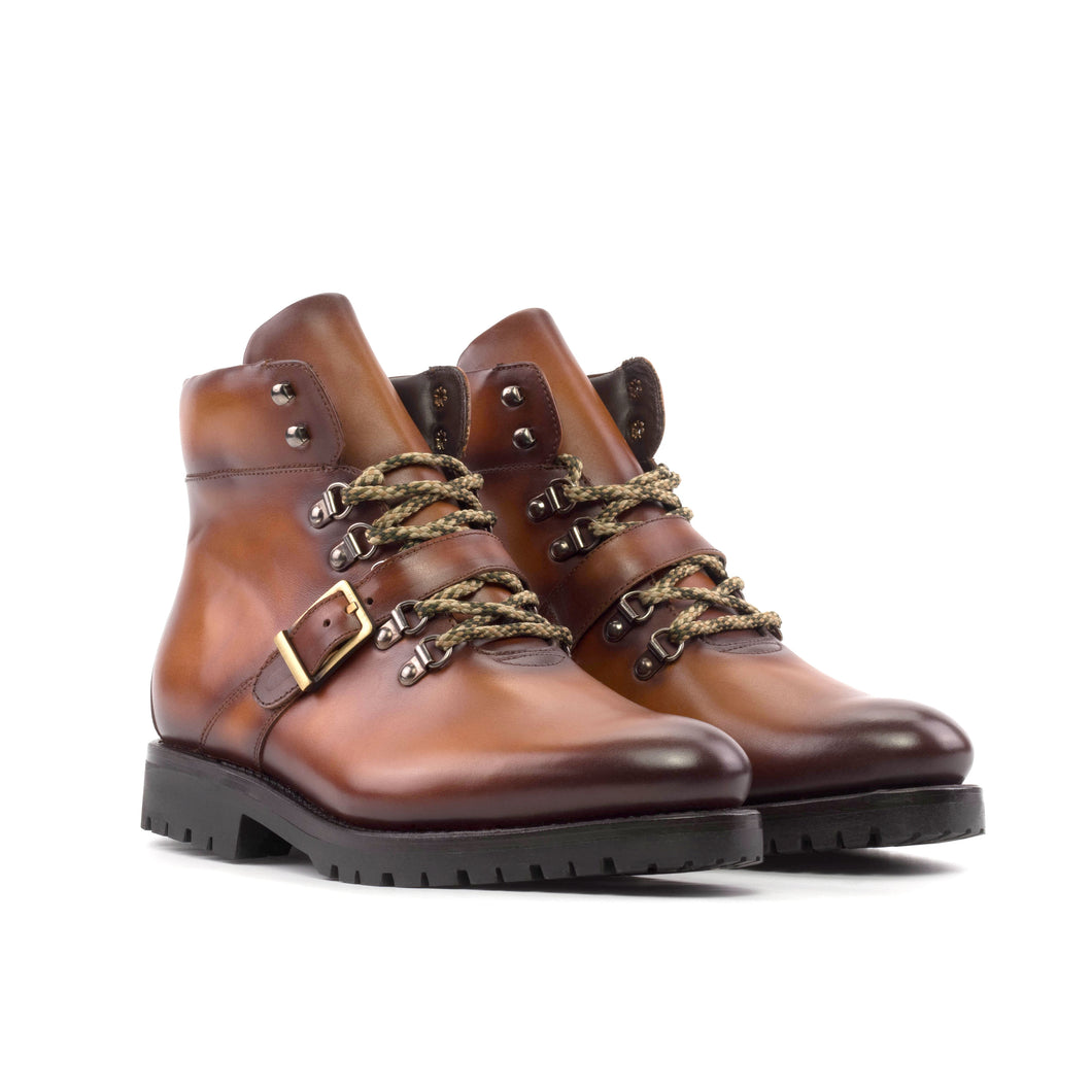 Cognac Calf Leather Hiking Boots
