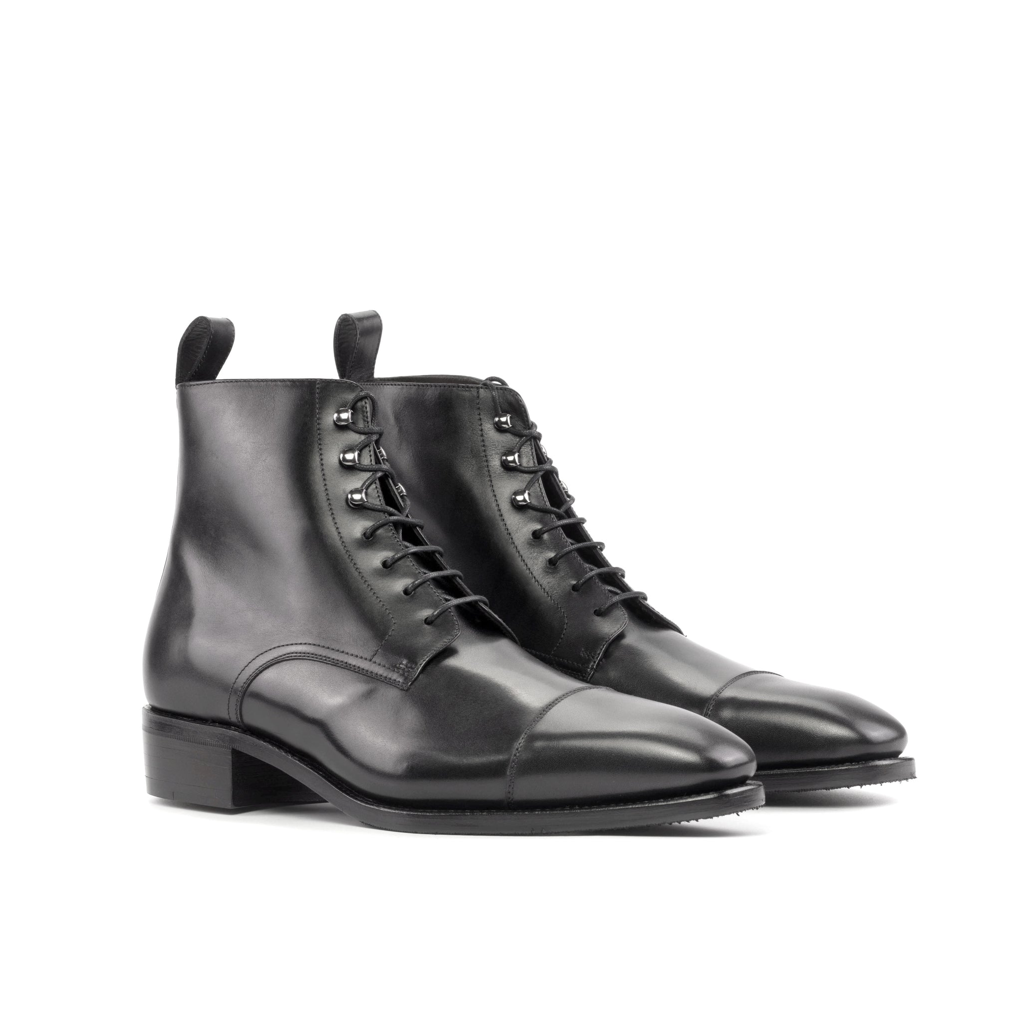 Customizable Black Cap Toe Boots | Premium Box Calf Leather  display picture 1