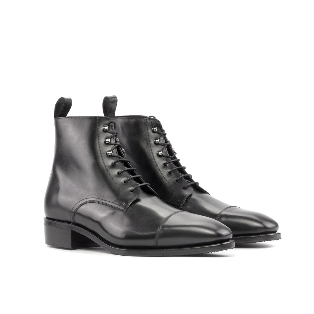 Black Calf Cap Toe Boots