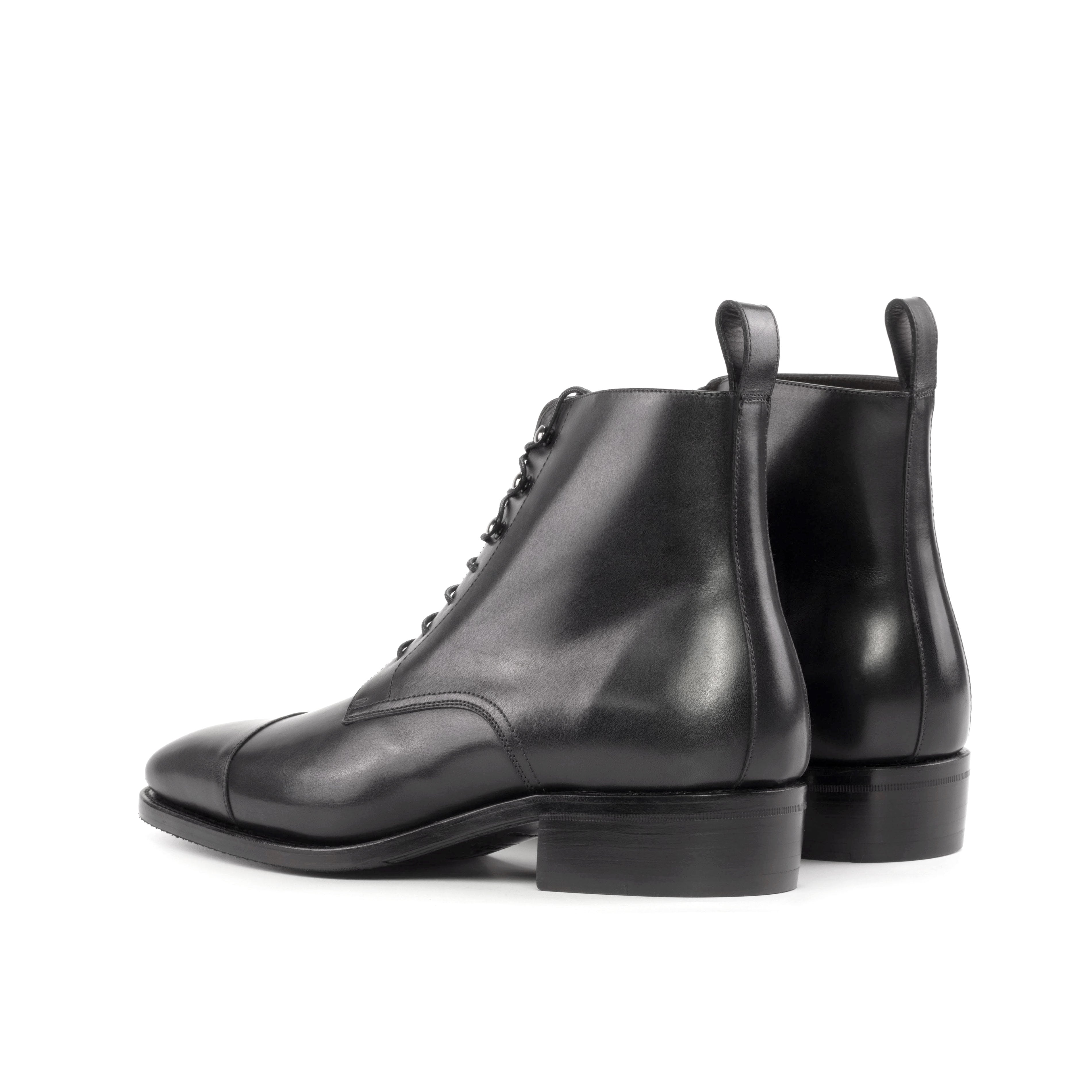 Black Calf Cap Toe Boots
