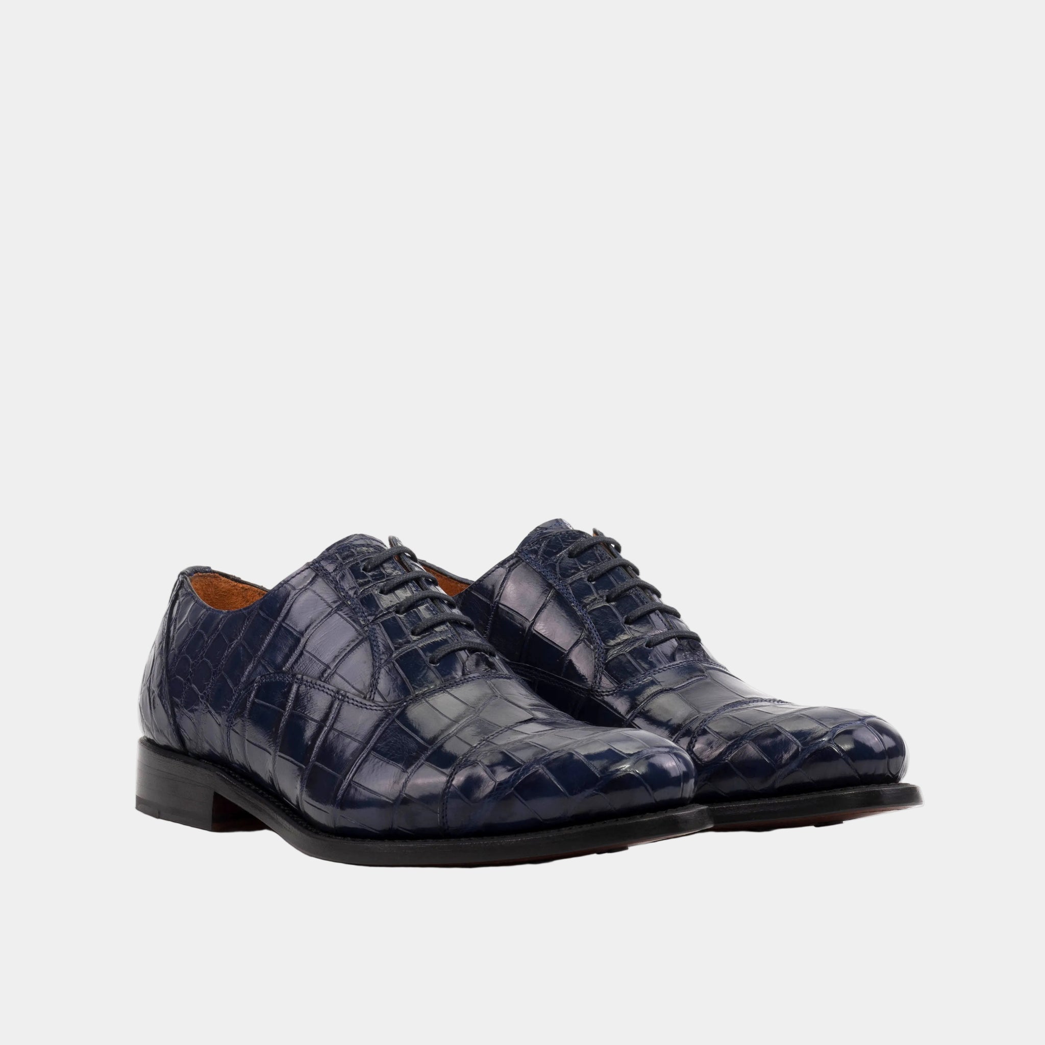 Navy Alligator Oxford Shoes