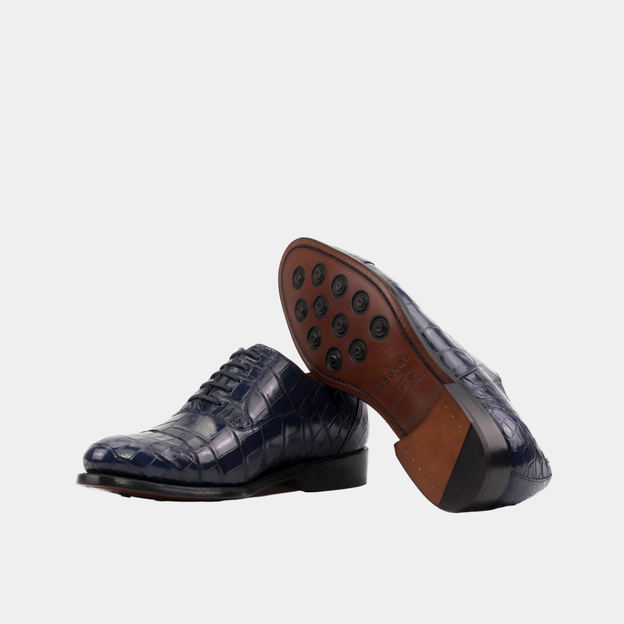 navy blue leather dress shoes Navy Alligator Oxford Shoes For Men