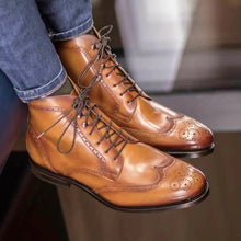 Load image into Gallery viewer, Cognac Calf Leather Brogue Boots
