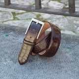 Dark Brown Croco Leather Belt