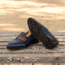 Load image into Gallery viewer, Cognac &amp; navy Penny Loafer Golf Shoes
