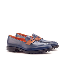 Load image into Gallery viewer, Cognac &amp; navy Penny Loafer Golf Shoes
