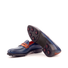 Load image into Gallery viewer, Cognac &amp; navy Penny Loafer Golf Shoes
