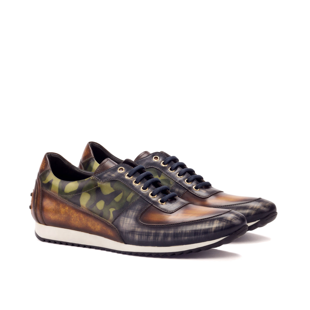 Multi-Patterned Patina Trainer Sneakers