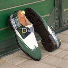 Load image into Gallery viewer, Calf Leather, Tartan, &amp; Suede Single Monk Golf Shoes
