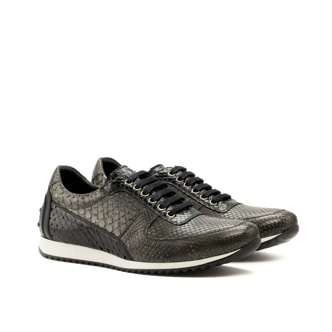 Grey & Black Python Trainer Sneakers