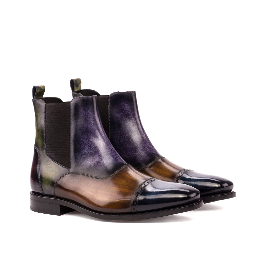 Multi-Patterned Patina Chelsea Boots