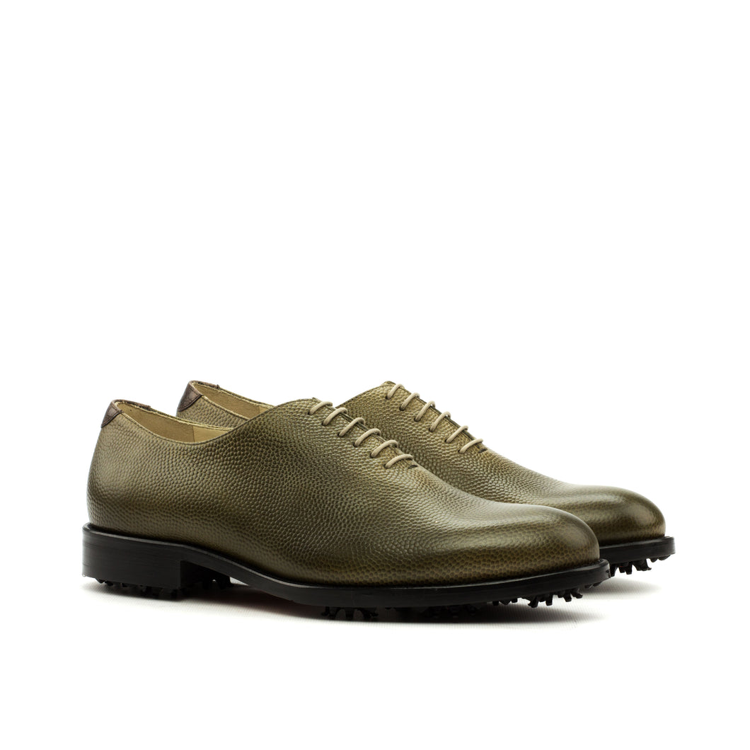 Olive & Dark Brown Leather Wholecut Golf Shoes