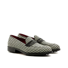 Load image into Gallery viewer, Houndstooth &amp; Black Calf Penny Loafer Golf Shoes
