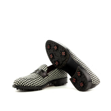 Load image into Gallery viewer, Houndstooth &amp; Black Calf Penny Loafer Golf Shoes
