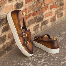 Load image into Gallery viewer, Cognac Papiro Patina Double-Monk Sneakers
