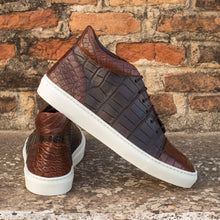 Load image into Gallery viewer, Brown Alligator High-Top Sneakers
