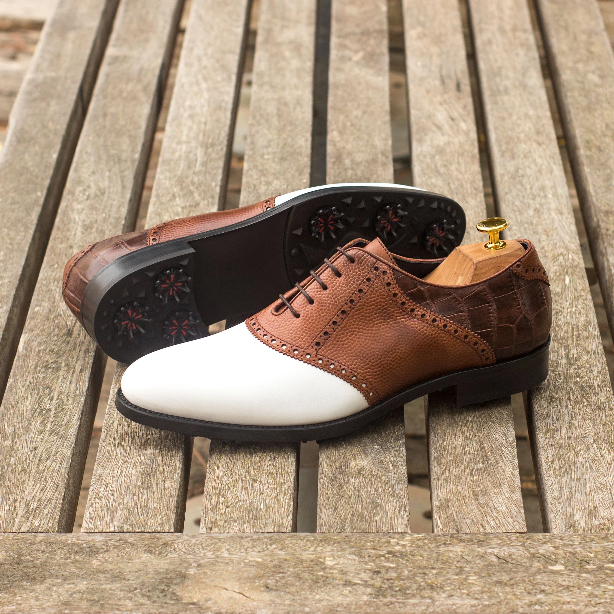 white and brown dress shoes & Saddle Golf adidas X FARM RIO but has been made Sleeve Dress Size:L (38-39 sleeve length)