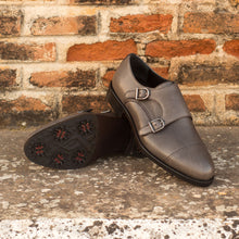 Load image into Gallery viewer, Grey Calf Leather &amp; Suede Double Monk Golf Shoes
