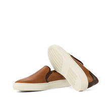 Load image into Gallery viewer, Cognac Full-Grain Leather Slip-On Sneakers
