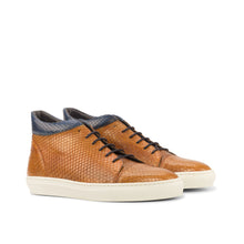 Load image into Gallery viewer, Cognac &amp; Navy Python High-Top Sneakers
