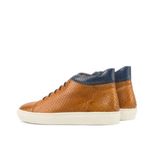 Load image into Gallery viewer, Cognac &amp; Navy Python High-Top Sneakers
