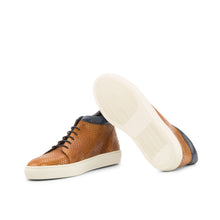 Load image into Gallery viewer, Cognac &amp; Navy Python High-Top Sneakers
