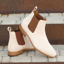 Load image into Gallery viewer, Ivory Cream Suede Chelsea Boots
