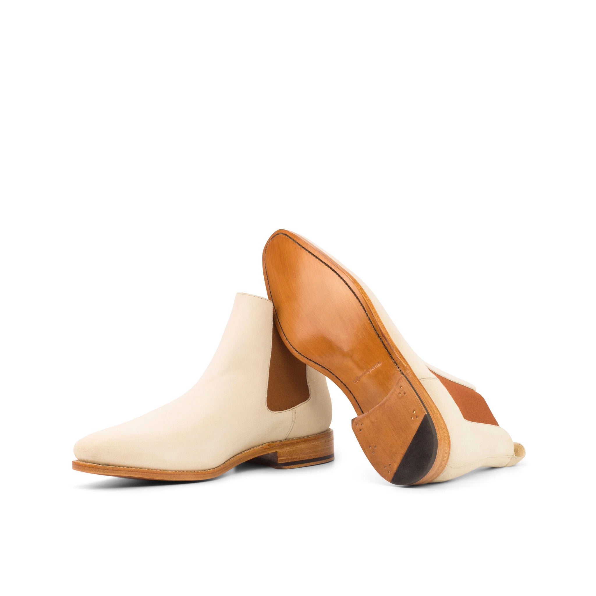 Ivory Cream Suede Chelsea Boots For Men - Custom Shoes – ADORSI