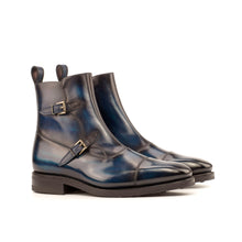 Load image into Gallery viewer, Navy Patina Leather Double-Monk Boots
