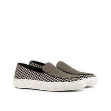 Load image into Gallery viewer, Houndstooth &amp; Grey Linen Belgian Sneakers
