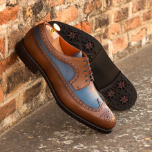Load image into Gallery viewer, Brown &amp; Navy Calf Longwing Blucher Golf Shoes
